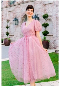 Abito stravagante Ivy City Co Adore You rosa XS glitter cuori tulle pizzo - Foto 1 di 13