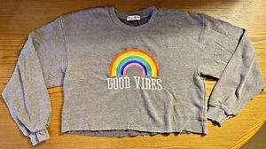 Felpa girocollo Sub_Urban Riot "Good Vibes" ricamata arcobaleno grigia grande - Foto 1 di 22