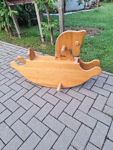 Schaukelpferd echt Holz Farbe natur ca. 1,0m lang Sitzfläche ca. 35 cm hoch - Bild 1 von 4