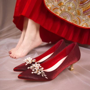 New Bride Wedding Shoes High Heels Fashion Party Elegant Pointed Toe Heels Pumps - Picture 1 of 11