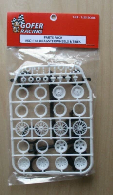 1/24-1/25 Dragster Wheels & Tire Part Pack Plastic Kit Gofer Racing 5C1141 Foto 1 de 2