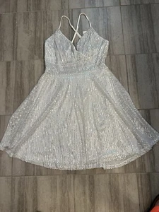 White Party Dress With Silver Sequins - Picture 1 of 4