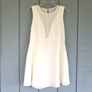 TOBI Dress Womens XS Ivory White A-Line Sleeveless Checked Pattern Lined NWT - Picture 1 of 9
