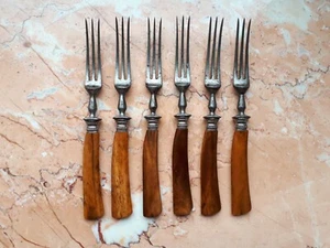 Juego de 6 horquillas vintage con mango de acero y hueso. Aduanas de Estados Unidos ¡IMPUESTO incluido! - Imagen 1 de 17