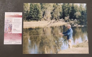 Rara Fotografía Firmada JIMMY CARTER 8X10 - PESCA CON MOSCA - 39o Presidente-JSA - Imagen 1 de 6