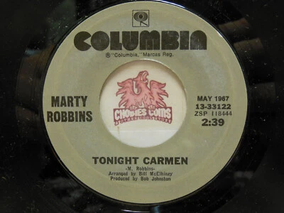 Marty Robbins – Tonight Carmen / Gardenias In Her Hair, 45 RPM VG+ (15F) Foto 1 de 2