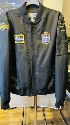 LA Lakers Kobe Bryant Michael Kors medium black bomber jacket embroidered Cover