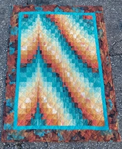 Handmade Bargello Quilted Wall Hanging Machine PIeced and Quilted Autumn 30x40 - Picture 1 of 6