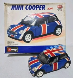 Built Burago Mini Cooper 2001 Car Metal Kit Model 55279 Blue Union 1/24 - Picture 1 of 5