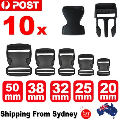 20x Black Plastic Side Quick Release Buckle Clip Cord Strap Fastener Webbing Bag - image 1 of 4
