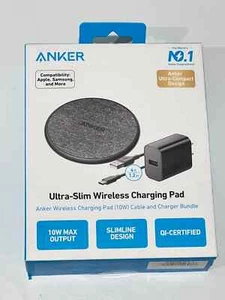 Anker 318 Ultra-Slim Wireless Charging Pad w/ Cable & Wall Charger Bundle NEW - Picture 1 of 1