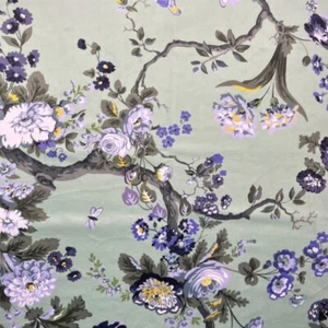 Italian Velvet Fabric Soft Plush Digital Magnolia China Blue 148cm Wide - Picture 1 of 3