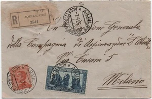 LETTERA DA L'AQUILA A MILANO nel 1927 con modalità RACCOMANDATA - Picture 1 of 2