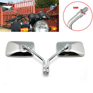 USA Chrome Rearview Side Mirrors For Motorcycles Cruisers Choppers 10mm Thread