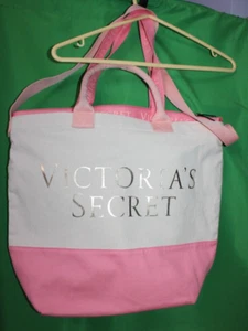 Bolso de lona doble Victoria's Secret con aislamiento extraíble rosa y blanco - Imagen 1 de 8