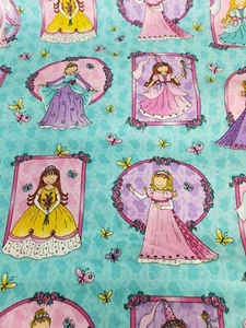 PRINCESS PORTRAITS Fabric 4 Yards x 44" BY TAMMY DEYOUNG Blue Pink Yellow - Picture 1 of 2