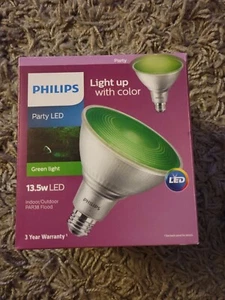 GREEN LED Philips 13.5w PAR38 Flood Non-Dimmable Light Bulb - Picture 1 of 5