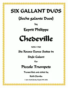 Piccolo Trumpet Duets 6 Gallant Duos by Chedeville Rococo 6 Suites of duets NEW - Picture 1 of 8