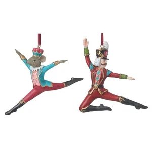 Nutcracker and Festive Rat Christmas Tree Decorations Set of 2 by Heaven Sends - Picture 1 of 1