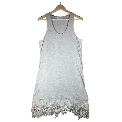 Anthropologie BOHO Dolan Large Fringe Tank Dress Sleeveless Beige Boho Festival - Image 1 of 4