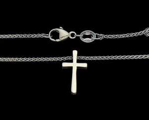 James Avery zierliche lateinische Kreuz Halskette 18" Spiga Kette - Sterlingsilber - gebraucht - Bild 1 von 4