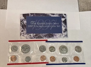1997 P&D Mint Set Brilliant Uncirculated US with Envelope & COA (10 Coin Set) - Picture 1 of 5