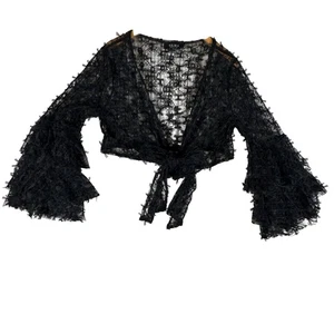 Akira Damen L transparente Spitze schwarz Cover Jacke Whimsigoth viktorianisch Boho Baddie - Bild 1 von 11