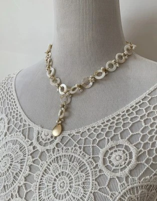 "Collar madreperla en Y, delicado collar llamativo de verano hecho a mano 18""" Foto 1 de 4