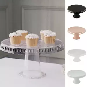 4 Round 13 in Plastic CUPCAKE STANDS Dessert Pedestals Scalloped Edges Party - Picture 1 of 34