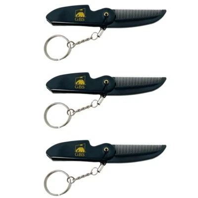 Men's Handmade Beard Mustache grooming Comb Small Pocket travel Keychain 3PC set - Image 1 of 4