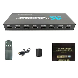 7 in 1 out HDMI 2.0 Switch 4K@60Hz 7x1 HDMI 2.0 Switcher Audio Video Converter - Picture 1 of 11