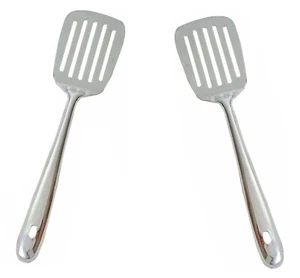 2X Stainless Steel Burger Fish Slice Slotted Turner Spatula Kitchen Cooking Tool - Picture 1 of 3