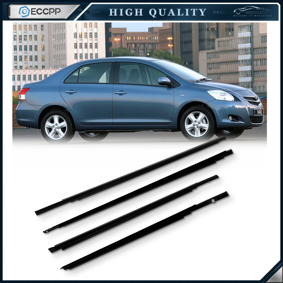 Moldura de cinturón de sellado de ventana de puerta delantera y trasera para Toyota Yaris 2007-2016 sedán Foto 1 de 4