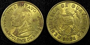 Guatemala Bartolome de las Casas Brass 1974 1 Centavo KM# 275.1  (24 469) - Picture 1 of 3