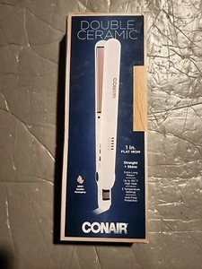 Conair Double Ceramic Flat Iron, 1 Inch, White/Rose Gold - Picture 1 of 2