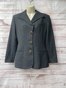 Vintage Christian Dior Ladies' Blazer Wool Gray Pinstripe  Sz 6 See Photos - Picture 1 of 21