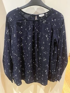 Fat face Ladies Long Sleeved Navy & White Star Top Size 10 - Picture 1 of 5