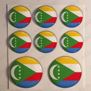 Autocollants Comores Adhésif Drapeau Comores 3D Résine Relief Autocollant Rond - Picture 1 of 1