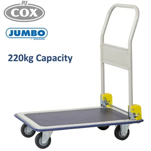 Small Deck Heavy-Duty Flat Bed Platform Trolley with Folding Handle 220kg - Picture 1 of 4