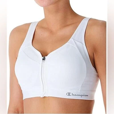 Mujer Blanco Cremallera Cierre Frontal Maquinilla de Afeitar Espalda Sujetador Deportivo Campeón Foto 1 de 4