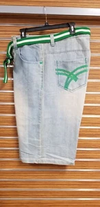 RAW BLUE Vintage Wide Leg Belted Jean Shorts Throwback Retro New WithTag Size 42 - Picture 1 of 10