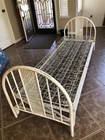 1930’s Antique Iron Bed Fold Out Trundle Child/Adult. American Girl Kit Cover