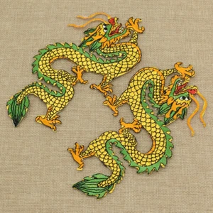 Mirror Pair Dragon Embroidery Iron on Patches Sticker Applique Lace Motif Patch - Picture 1 of 5