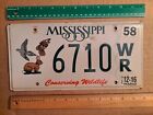 License Plate, Mississippi, Conserving Wildlife, Dove, Quail, Rabbit, 6710
