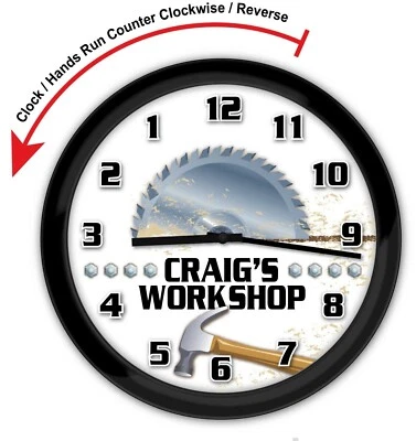 REVERSO AL REVÉS - Hoja de sierra de taller personalizada Herramientas de taller de madera RELOJ DE PARED Foto 1 de 2