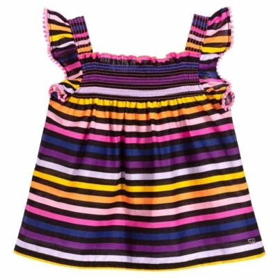 Camiseta nova com etiquetas Sonia Rykiel Paris meninas listras multicoloridas Edwige top 10y - Imagem 1 de 2
