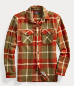 RRL Ralph Lauren Suede Elbow Patched Wool Overshirt Jacket-MEN- XL - Picture 1 of 6
