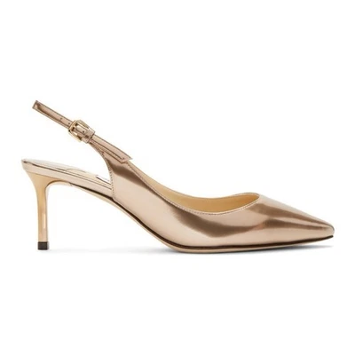 Salto Jimmy Choo feminino metálico ouro rosa Erin 60 couro espelho líquido tamanho 41 - Imagem 1 de 4