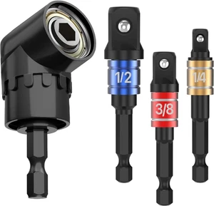 4 Stck. 105 ° rechtwinkliger Bohraufsatz Schlagschrauber Steckschlüsseladapter 1/4 Zoll 3/8 Zoll 1/2 Zoll - Bild 1 von 12