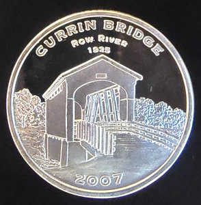 2007 Currin Bridge Row River Oregon Historical-999 Silver 1 Oz Ounce Art Coin - Picture 1 of 2